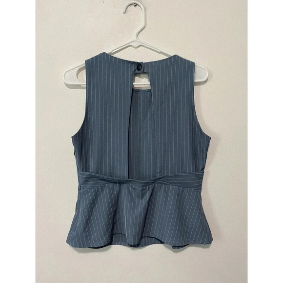 Lulu’s Women’s Size M Pep Talk Slate Blue Striped Peplum Top - Picture 9 of 11